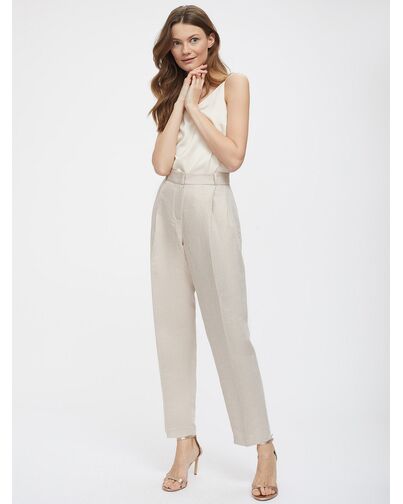 Льняные брюки с защипами от byME 