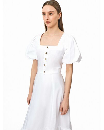 Прямая юбка годе из хлопка белая от byME 