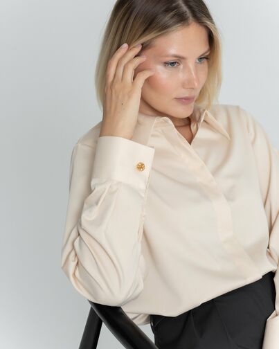 Женская рубашка с супатной застёжкой бежевая - 8373 от byME 