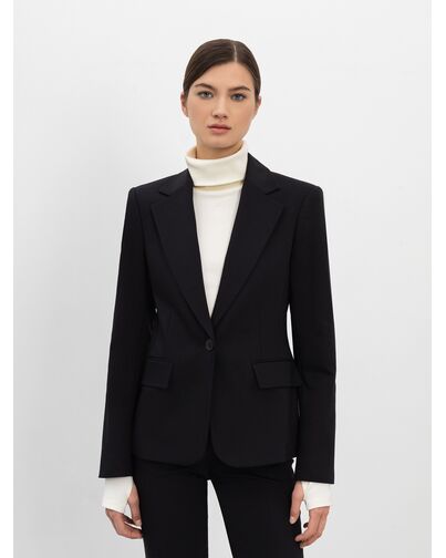 Однобортный чёрный жакет из плотного хлопка от byME 