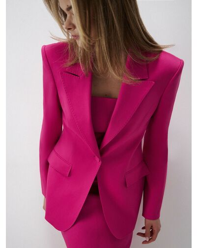 Женский приталенный пиджак на одной пуговице цикламен от byME 