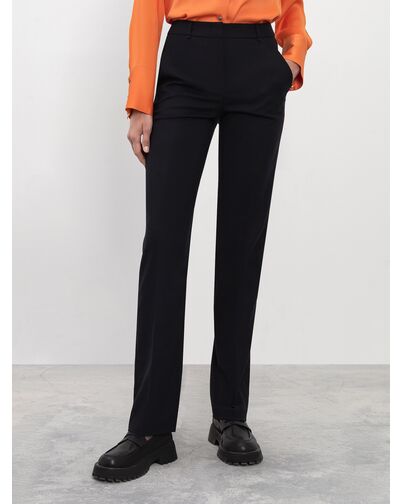 Брюки женские облегающего кроя со стрелками цвета нави от byME 