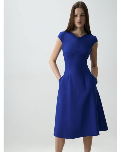 Платье-миди с карманами синее от byME 
