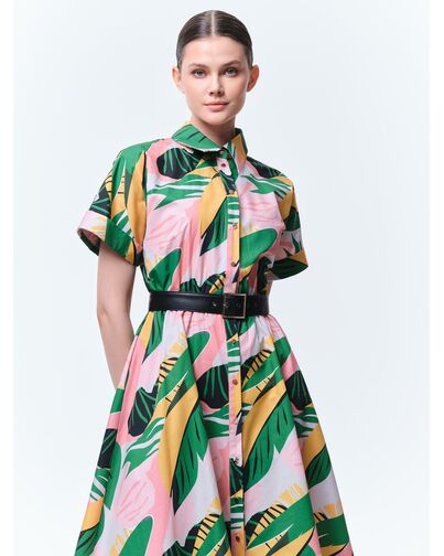 Платье-рубашка с поясом из экокожи от byME 