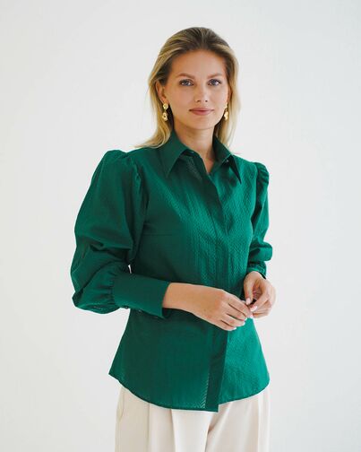 Женская рубашка с супатной застежкой с пышным руковом - 8600 от byME 