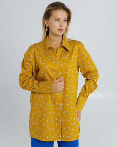 Женская рубашка прямого кроя с универсальной манжетой принт белые леопарды  8633 от byME 