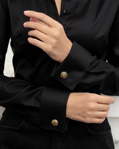 Женская рубашка под запонку чёрная 8655 от byME 