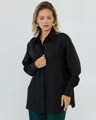 Женская рубашка с универсальным манжетом черная - 8665 от byME 