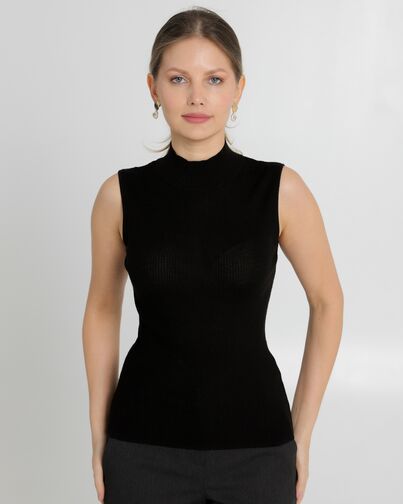 Топ из шерсти мериноса тонкой вязки и шелка Mulberry черный - 02B2430-black от byME 