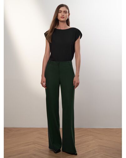 Брюки женские изумрудные расклешенные со стрелками - 2-161010-016 от byME 