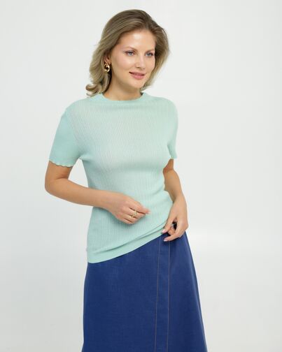 Джемпер из шерсти мериноса тонкой вязки и шелка Mulberry зеленый от byME 