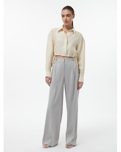 Женские широкие льняные брюки серые от Calista 