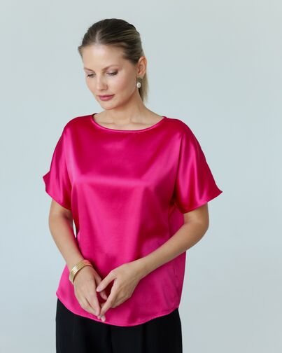 Женская блузка из шелка розовая-8781 от byME 