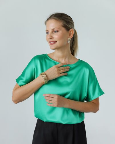 Женская блузка из шелка зеленая-8782 от byME 