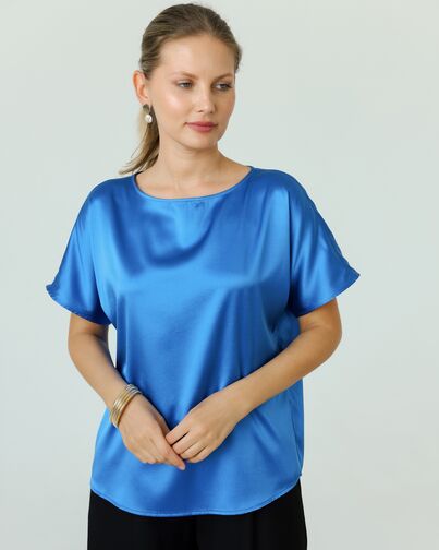 Женская блузка из шелка синяя-8784 от byME 