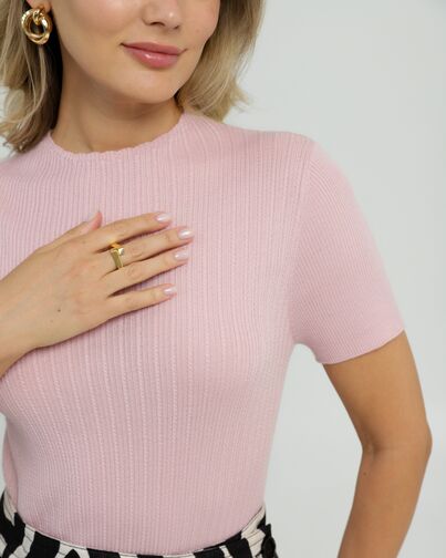 Джемпер из шерсти мериноса тонкой вязки и шелка Mulberry розовый от byME 