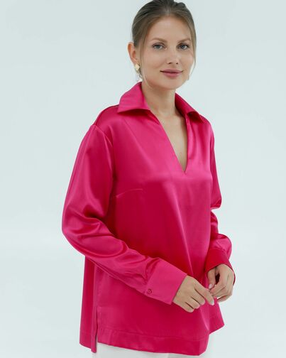 Женская рубашка из шёлка в розовом цвете 8821 от byME 