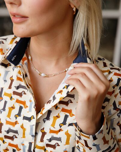 Рубашка хлопковая принт таксы под пуговицы 8872 от byME 