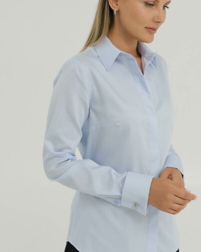 Рубашка хлопковая голубая под запонки 8879 от byME 