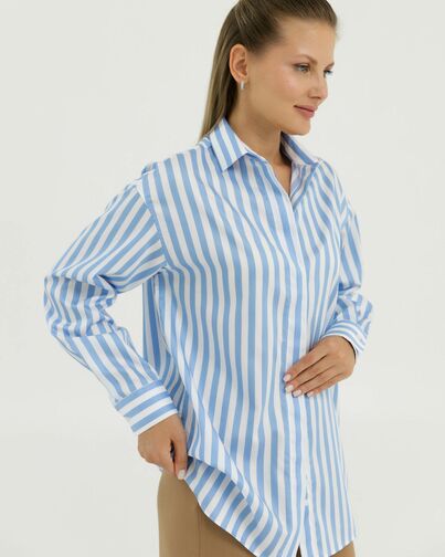Рубашка хлопковая в голубую полоску 8901 от byME 