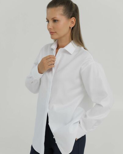 Рубашка хлопковая  белая фактура твилл 8904 от byME 