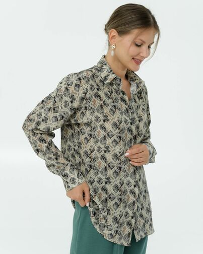 Рубашка шелковая принт рептилия 8907 от byME 
