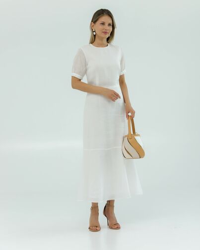 Платье женское белое из крапивы-025002-white от LW 