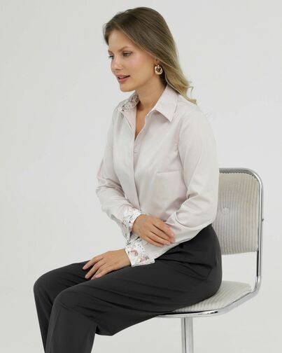 Рубашка хлопковая под запонки розовая с отделкой нежные цветы 8920 от byME 