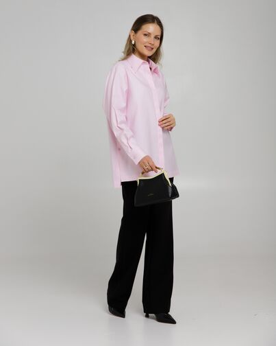 Рубашка хлопковая розовая фактура твилл с пуговицами по бокам - 8957 от ByME 
