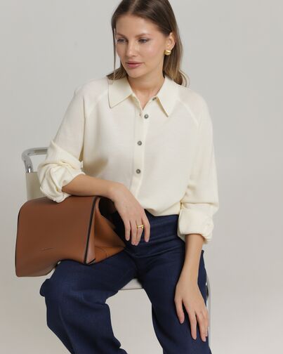 Рубашка из шерсти мериноса оверсайз белая от byME 