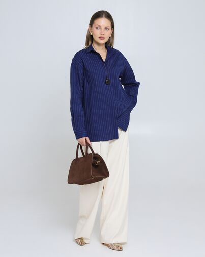 Женская рубашка из хлопка синяя в полоску 8974 от byME 