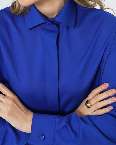 Женская рубашка синяя из бамбука под пуговицы 8971 от byME 