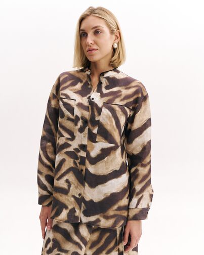 Женская рубашка изо льна коричневая-5223 от  