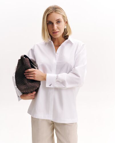 Женская рубашка с универсальным манжетом из хлопка сатинового плетения -9000 от byME 