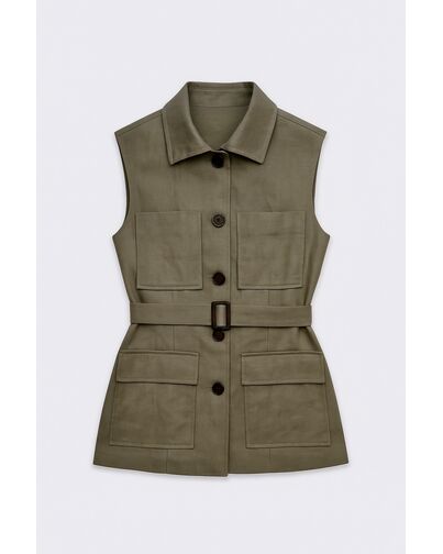 Жилет женский изо льна темно-зеленый -LW-155006 от LW 