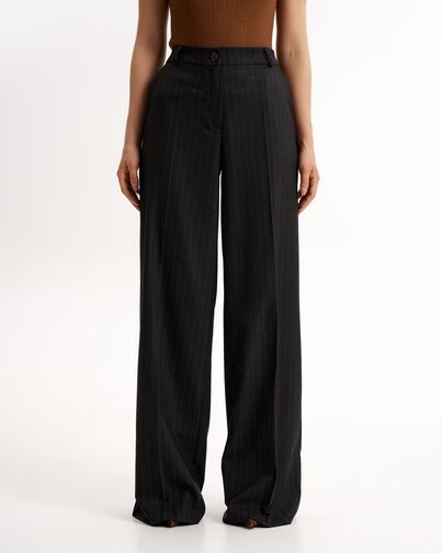 Женские брюки темно серые в тонкую полоску TR016-1002 от byME 