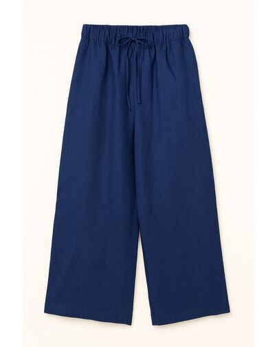 Женские брюки  из льна темно-синие-135012 от LW 