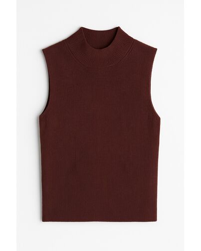 Топ из шерсти мериноса тонкой вязки и шелка Mulberry коричневый-02B2430-brown от byME 