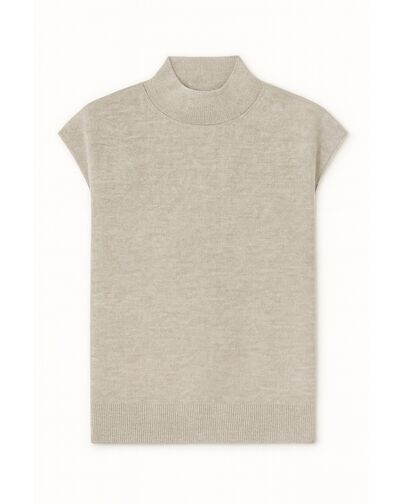 Топ из шерсти мериноса тонкой вязки и шелка Mulberry светло-серый от byME 