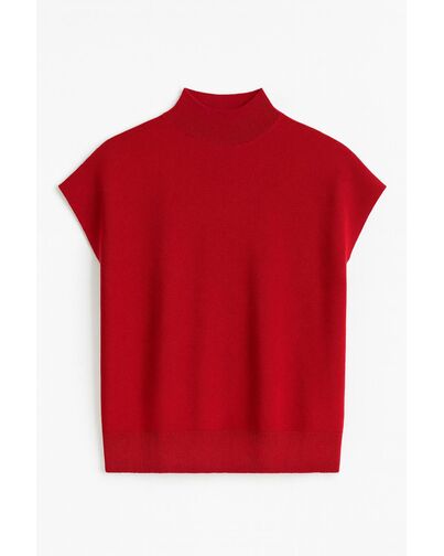 Топ из шерсти мериноса тонкой вязки и шелка Mulberry красный от byME 