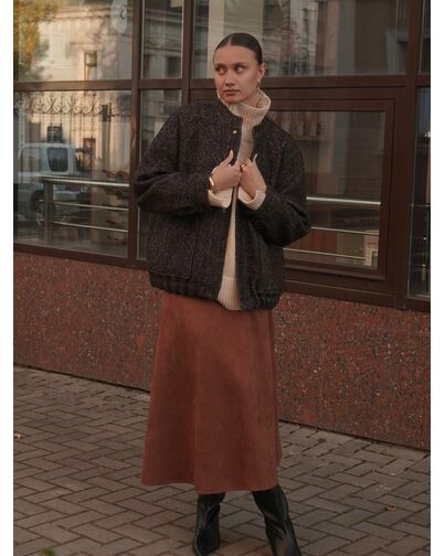 Бомбер из шерсти и мохера цвет шоколадный A102 Savona от Doroteya 