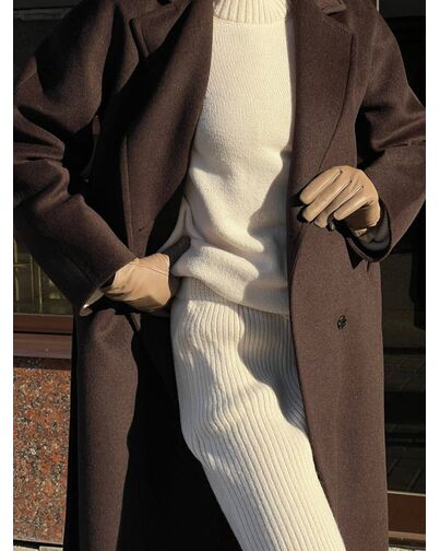 Пальто из шерсти мериноса цвет шоколад-S1919 от Doroteya 