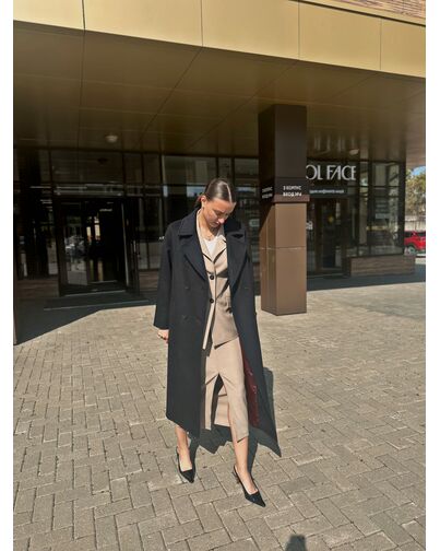 Пальто из шерсти Мериноса цвет Темно-синий-A087 от Doroteya 