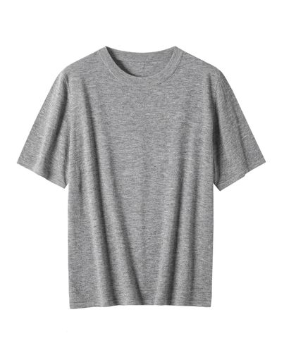 Джемпер серый с коротким рукавом из шерсти мериноса-JFB02 от byME 