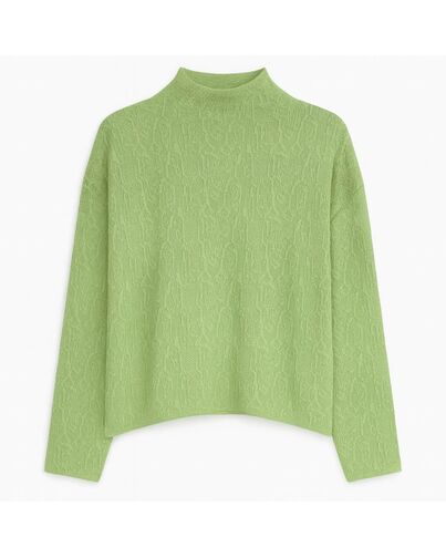 Джемпер из шерсти мериноса тонкой вязки  фактурный зеленый от byME 