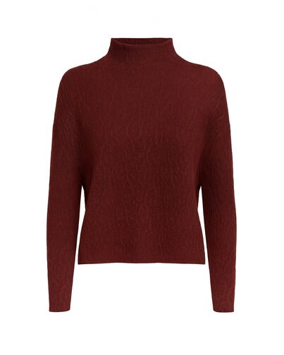 Джемпер из шерсти мериноса тонкой вязки  фактурный вишневый от byME 