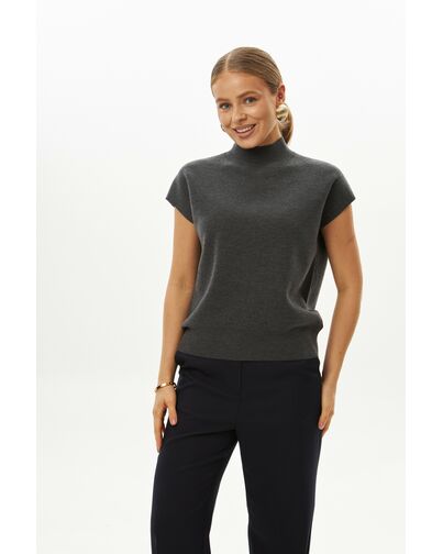 Топ из шерсти мериноса тонкой вязки и шелка Mulberry темно-серый от byME 