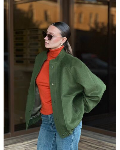 Бомбер из шерсти цвет лайм от Doroteya 