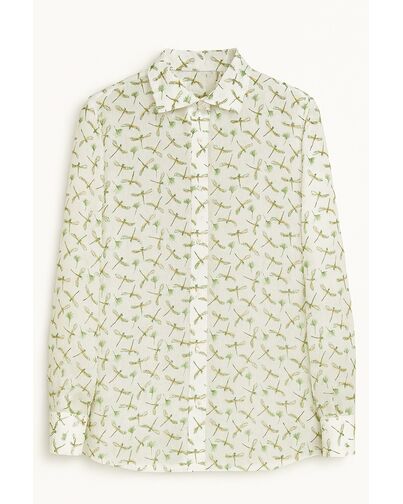 Женская рубашка с универсальным манжетом из крапивы принт стрекозы-9020 от byME 