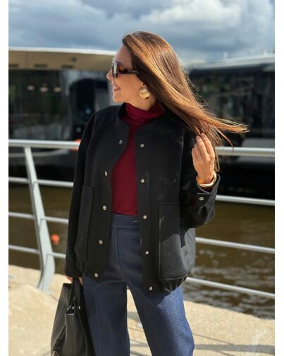 Бомбер из мериноса цвет: Черный-A102 от Doroteya 